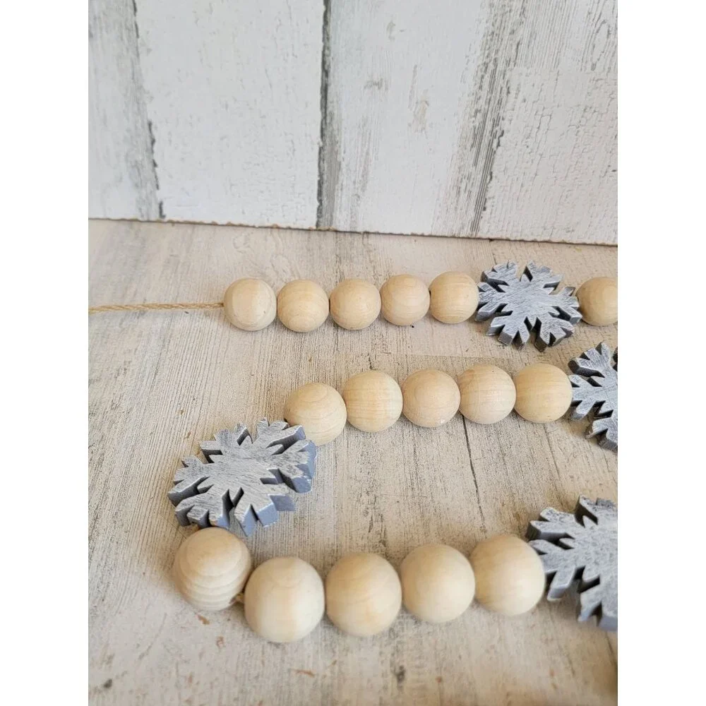 Wooden‎ snowflake Garland home decor hanging Xmas figure Gray